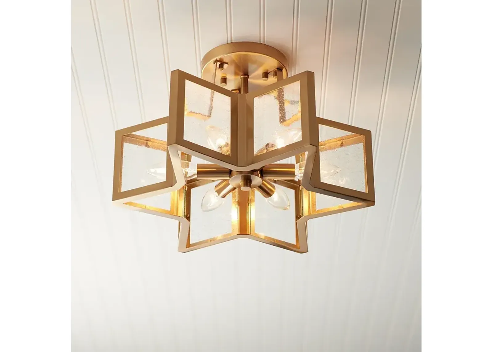 Possini Euro 16" Warm Antique Brass 6-Light Ceiling Light