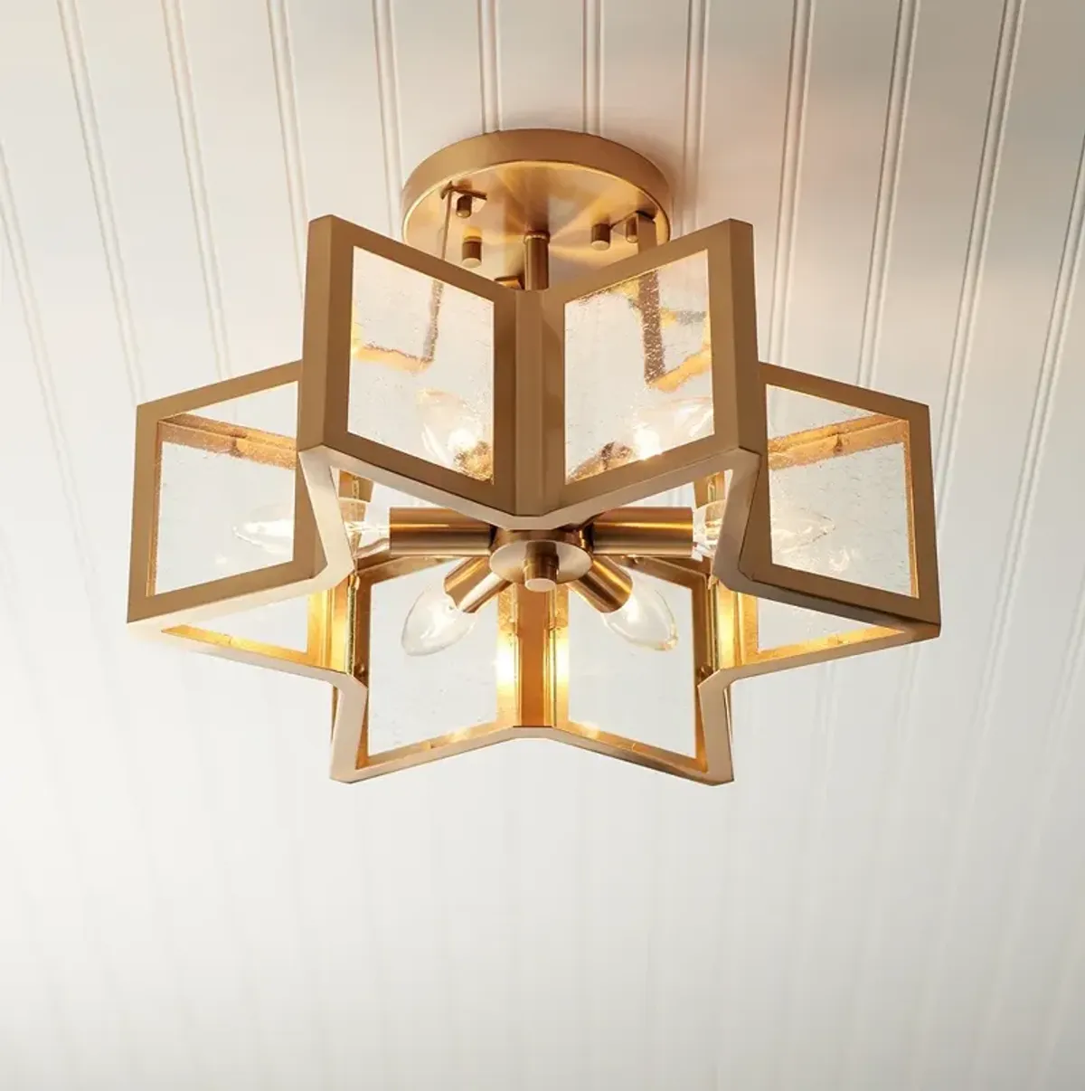 Possini Euro 16" Warm Antique Brass 6-Light Ceiling Light