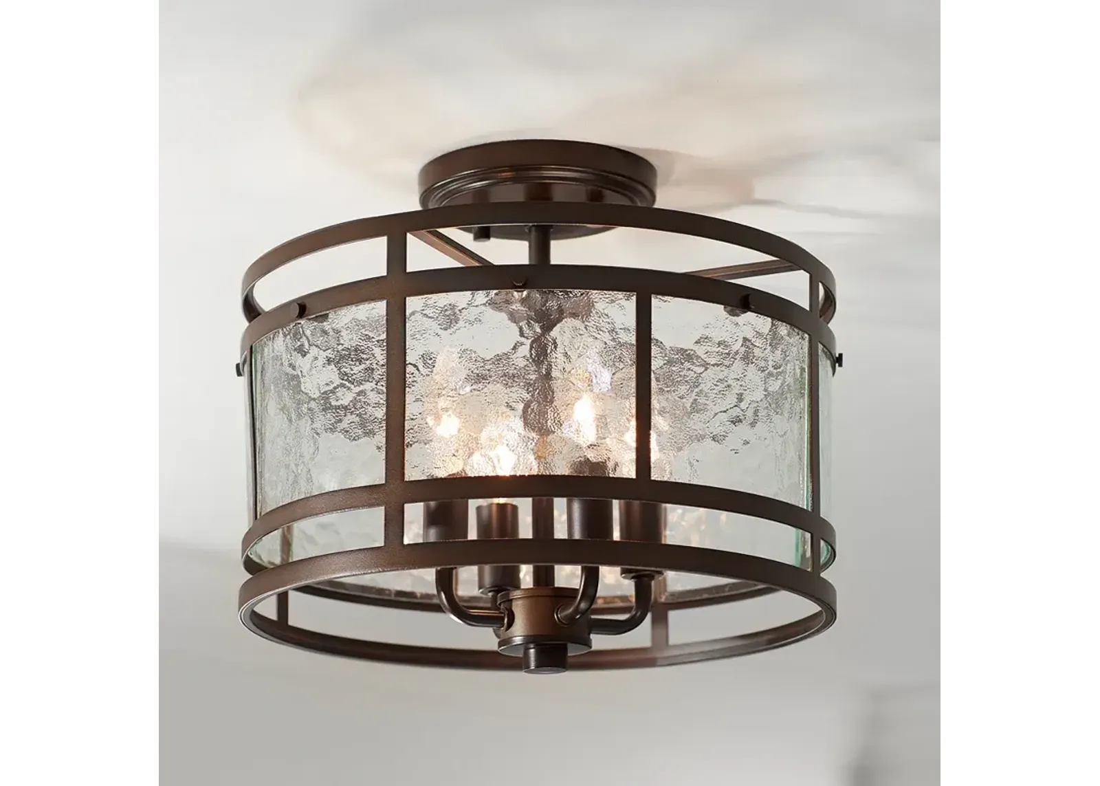 Franklin Iron Elwood 13 1/4" Oil-Rubbed Bronze 4-Light Ceiling Light