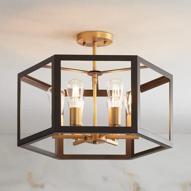 Possini Euro Beni 20" Wide 6-Light Bronze and Gold Ceiling Light