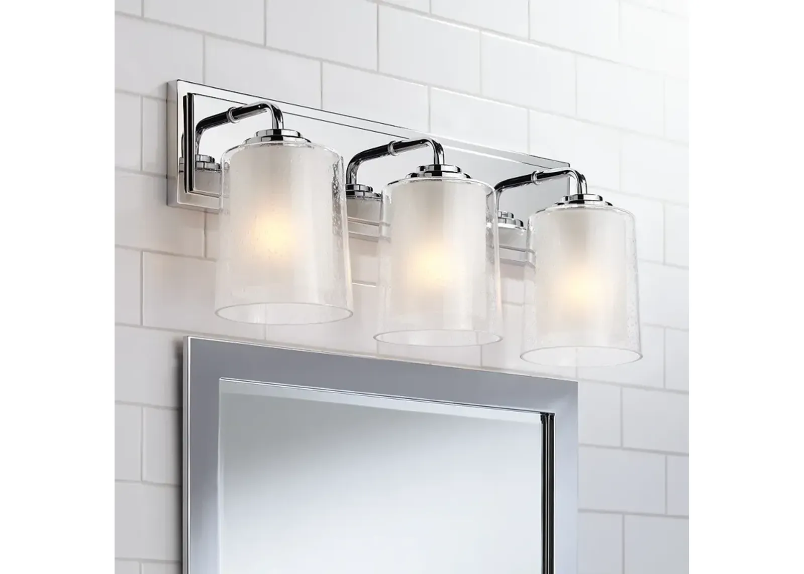 Possini Euro Mabelle 22.5"W Double Glass 3-Light Bath Light