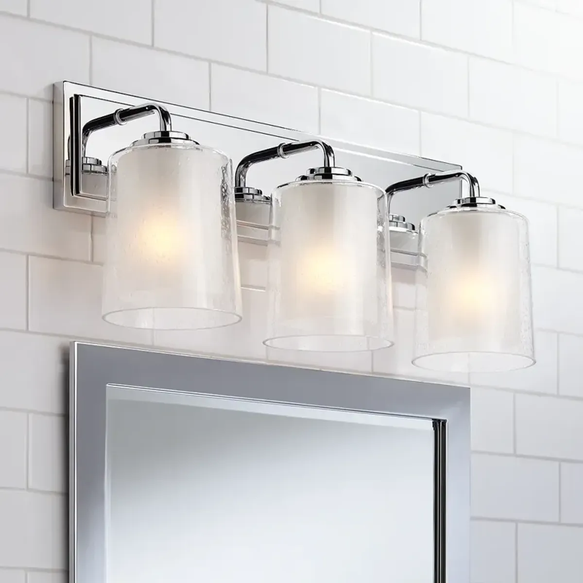 Possini Euro Mabelle 22.5"W Double Glass 3-Light Bath Light