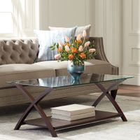 Ashton Espresso Wood and Glass Top Coffee Table