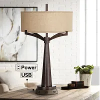 Franklin Iron Works Tremont Bronze Iron Table Lamp with Workstation Base