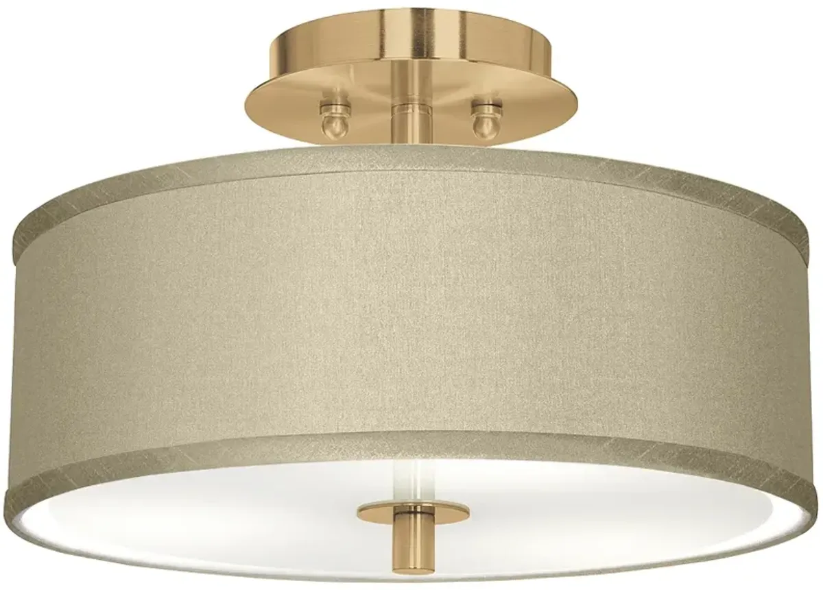 Sesame Faux Silk Gold 14" Wide Ceiling Light