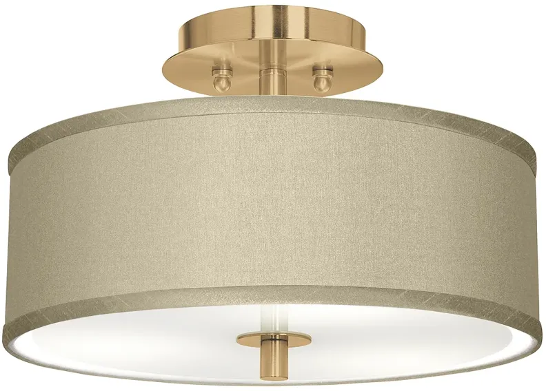 Sesame Faux Silk Gold 14" Wide Ceiling Light