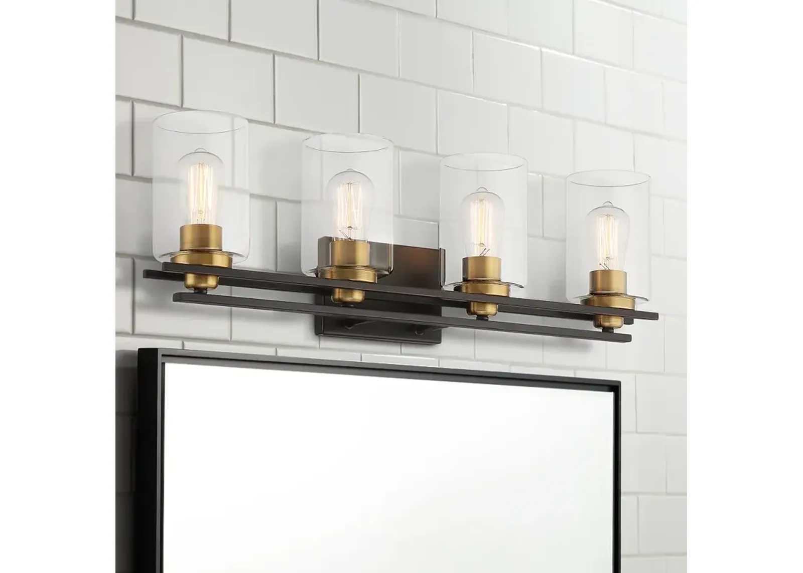 Possini Euro Demy 27"W Bronze and Gold 4-Light Bath Light