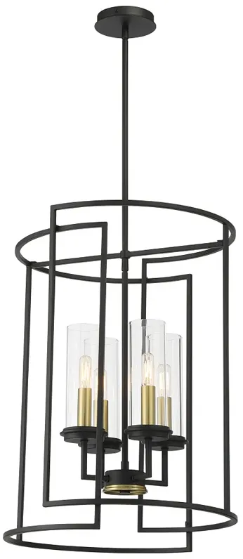 Minka-Lavery Hillstone 4-Light Black and Soft Brass Pendant