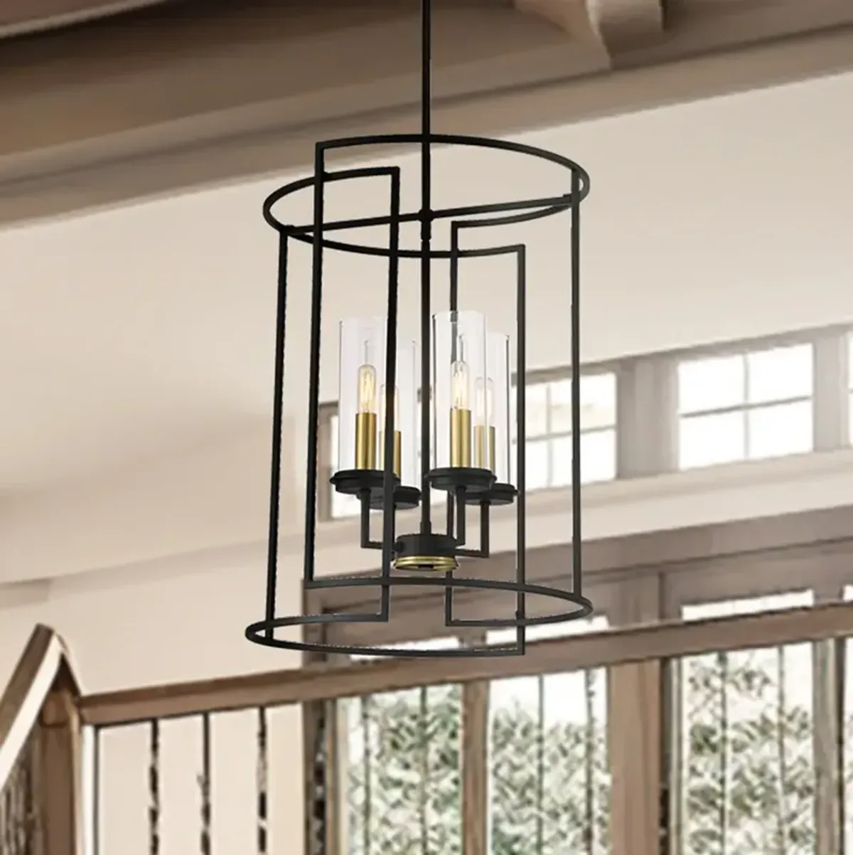 Hillstone 18 1/2" Wide Sand Coal 4-Light Pendant