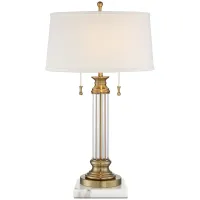 Vienna Full Spectrum Rolland 30" Crystal Lamp with Square White Marble