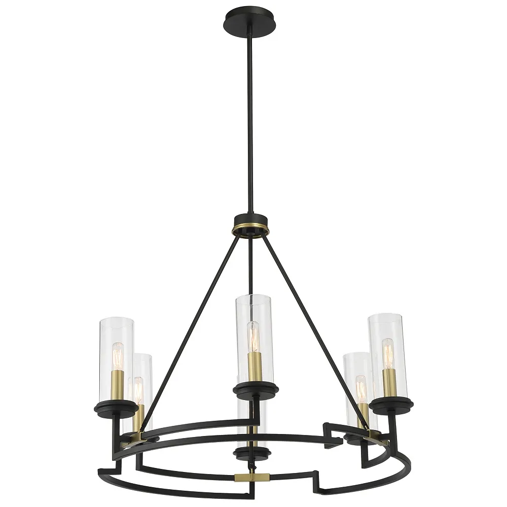 Minka-Lavery Hillstone 6-Light Black and Soft Brass Chandelier