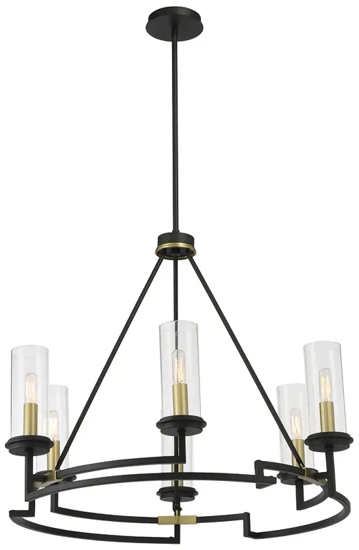 Minka-Lavery Hillstone 6-Light Black and Soft Brass Chandelier