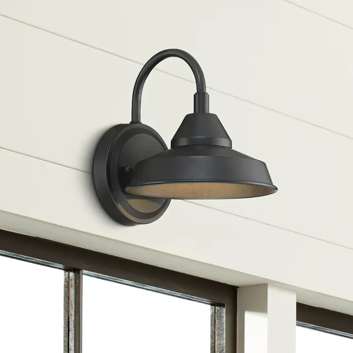 John Timberland Westley 8 1/2" High Black Finish LED Barn Light Sconce