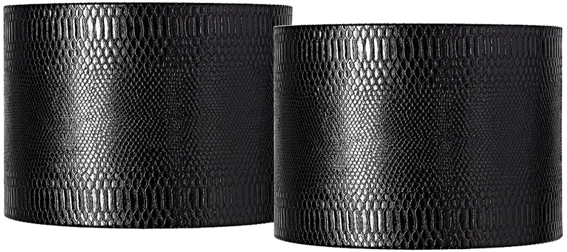 Reptile Print Black Set of 2 Drum Shades 15x15x11 (Spider)