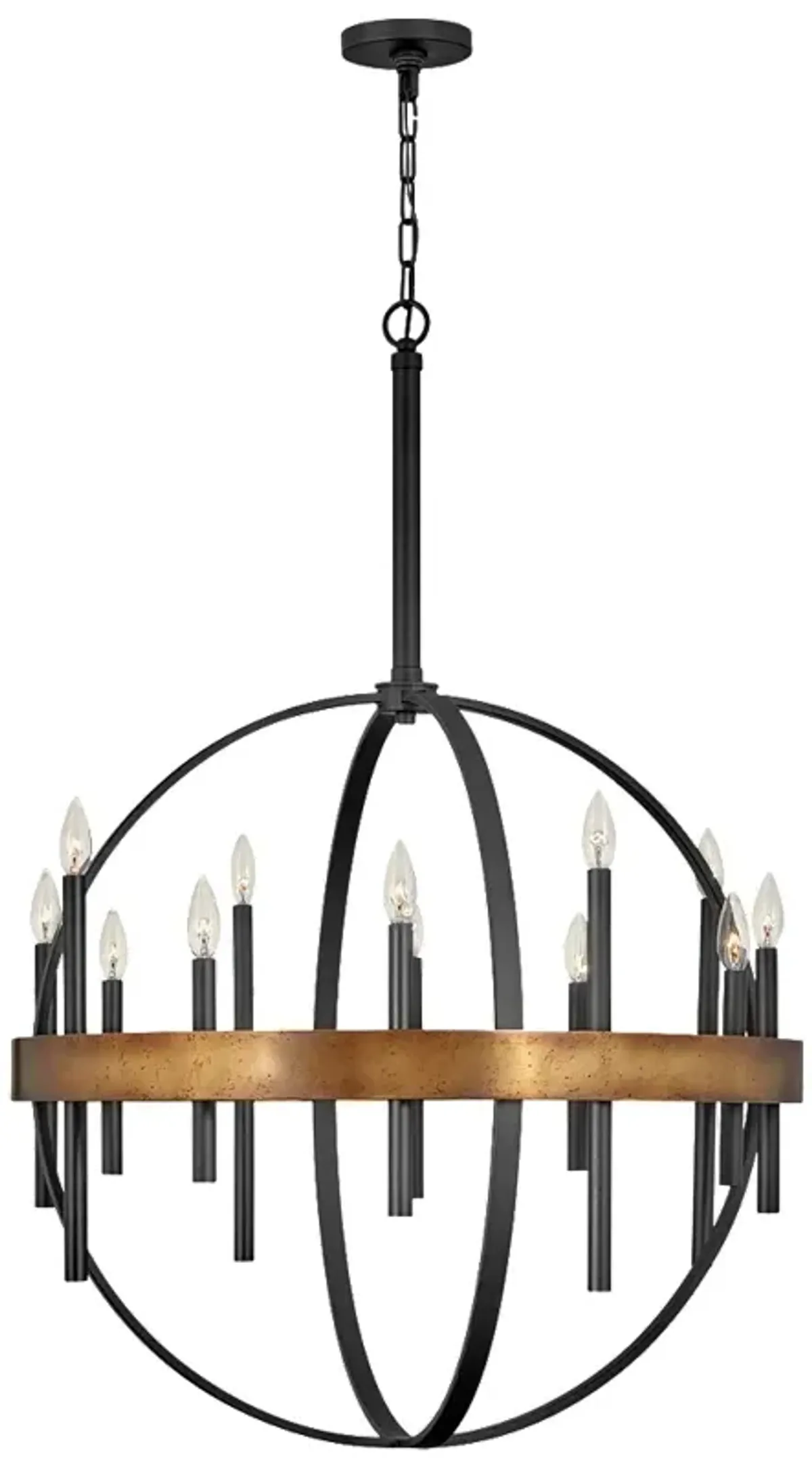 Hinkley Wells 30" Wide Black Brass 12-Light Orb Chandelier