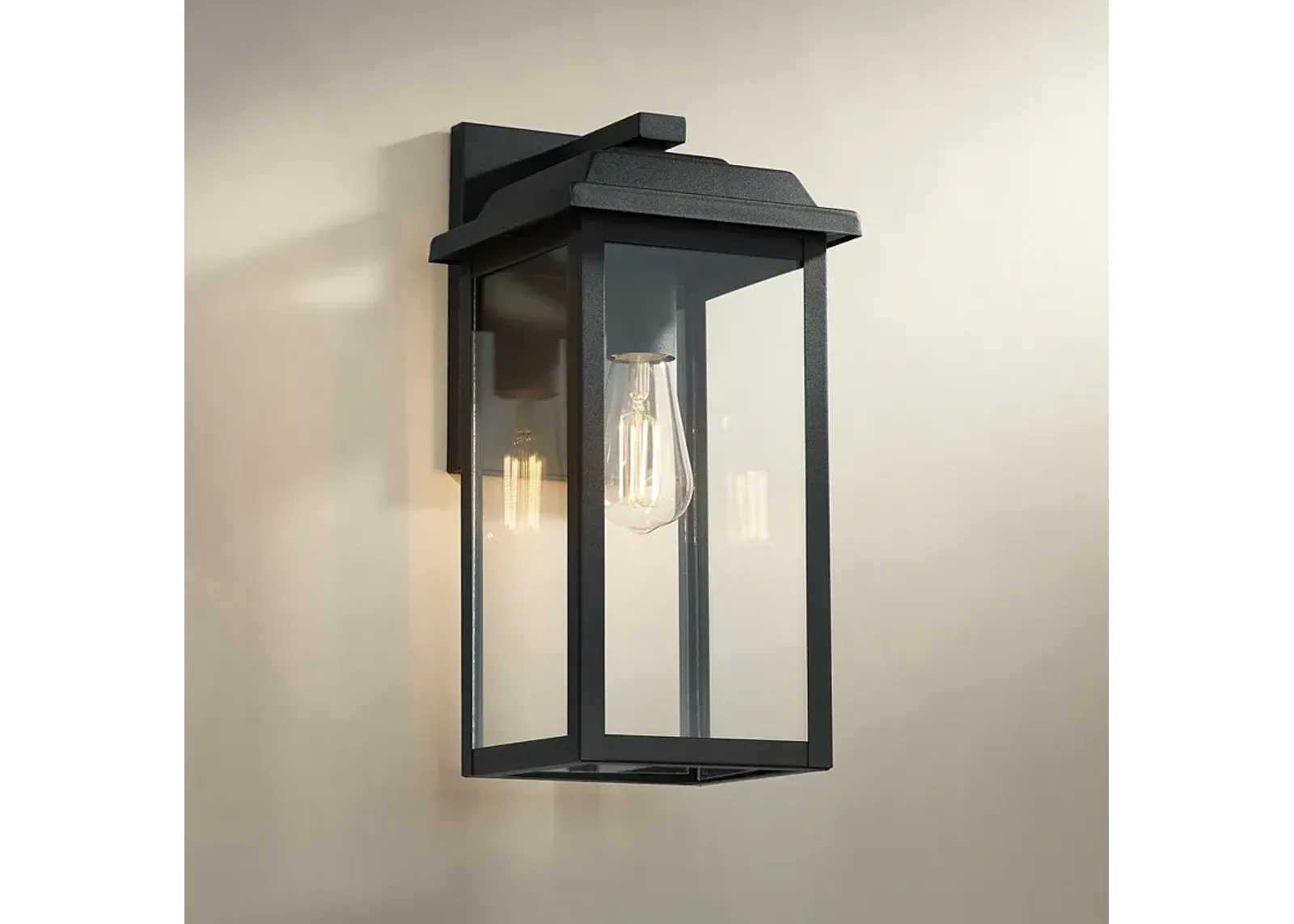 Eastcrest 15 1/4" High Textured Black Steel Lantern Wall Sconce