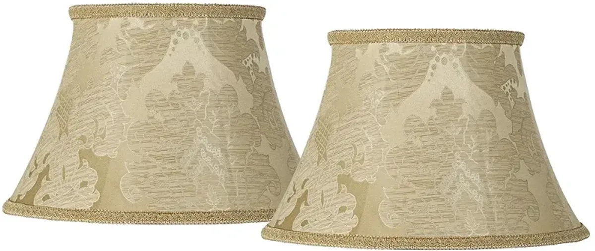 Ivory Brocade Set of 2 Bell Lamp Shades 10x17x11 (Spider)