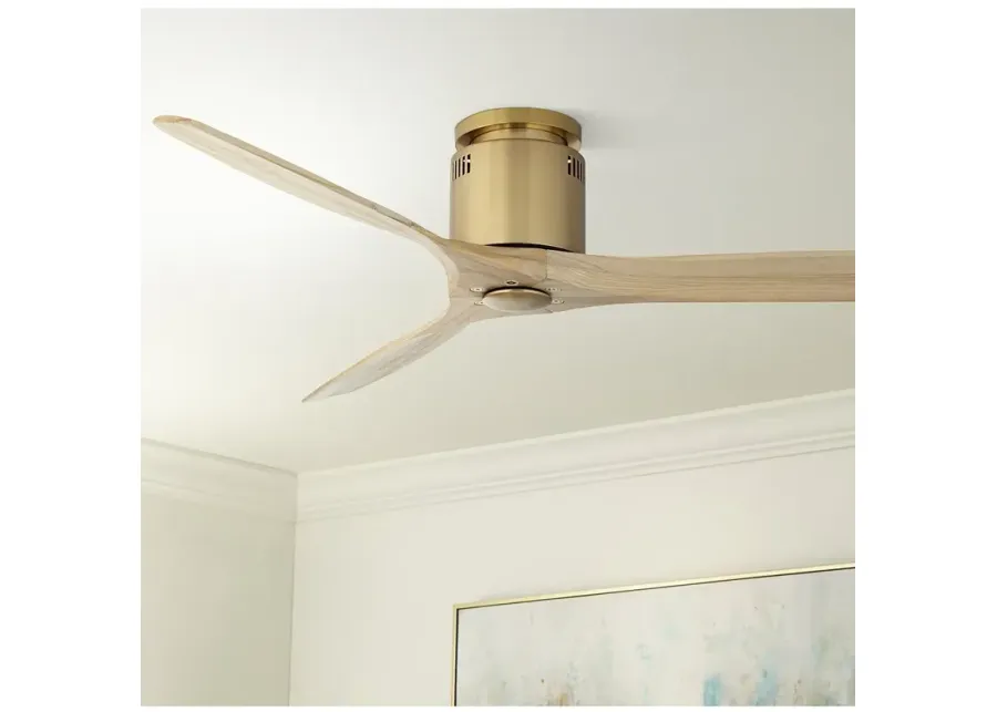 52" Windspun Soft Brass DC Hugger Ceiling Fan with Remote