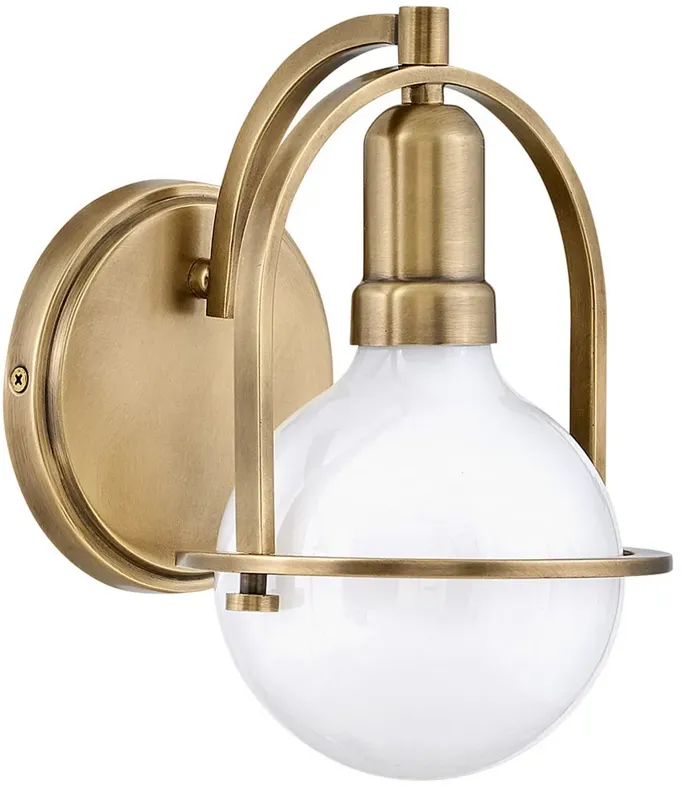 Hinkley Somerset 9" High White Glass Heritage Brass Wall Light