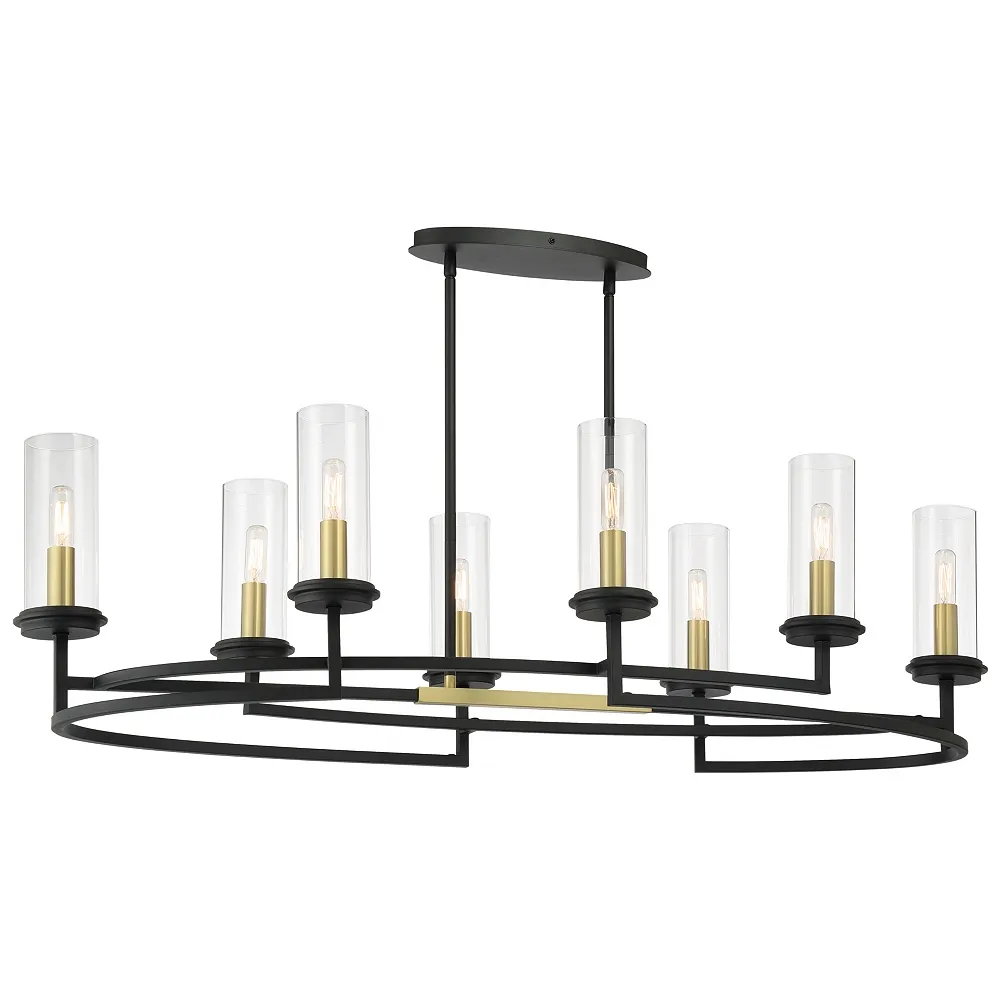 Minka-Lavery Hillstone 8-Light Black and Soft Brass Island Chandelier