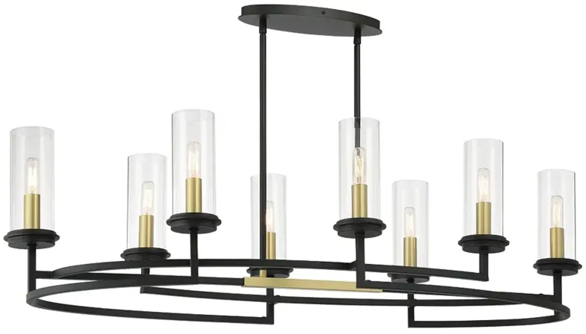 Minka-Lavery Hillstone 8-Light Black and Soft Brass Island Chandelier