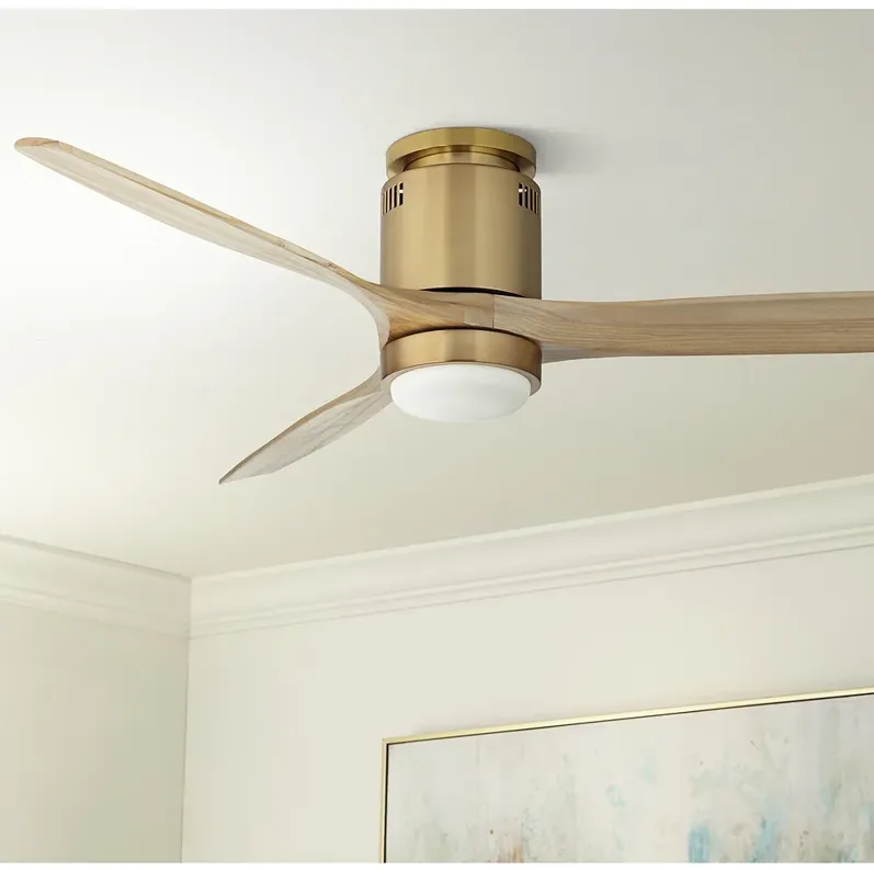 52" Windspun Soft Brass LED DC Hugger Ceiling Fan with Remote