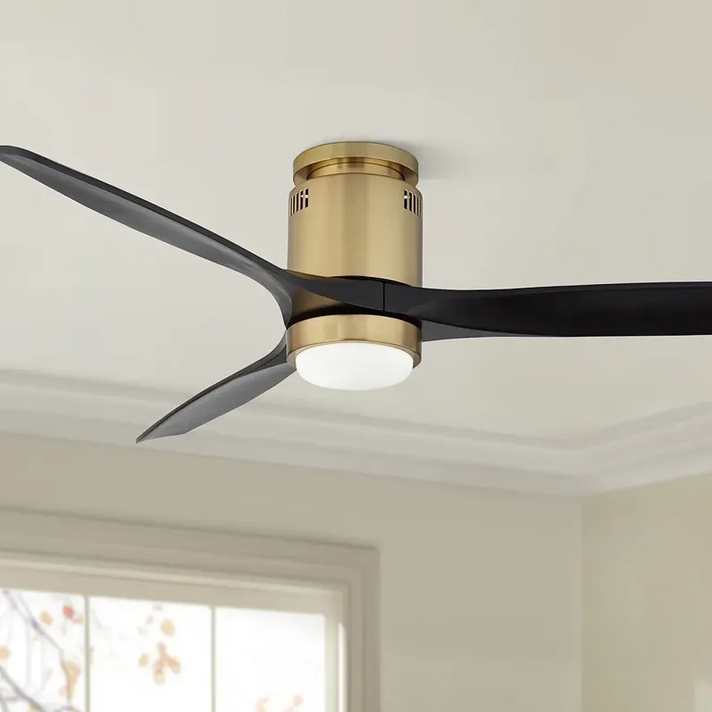 52" Windspun DC Soft Brass LED Hugger Ceiling Fan with Remote