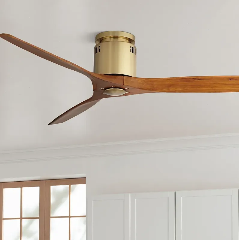 52" Windspun Brass-Walnut DC Hugger Ceiling Fan with Remote