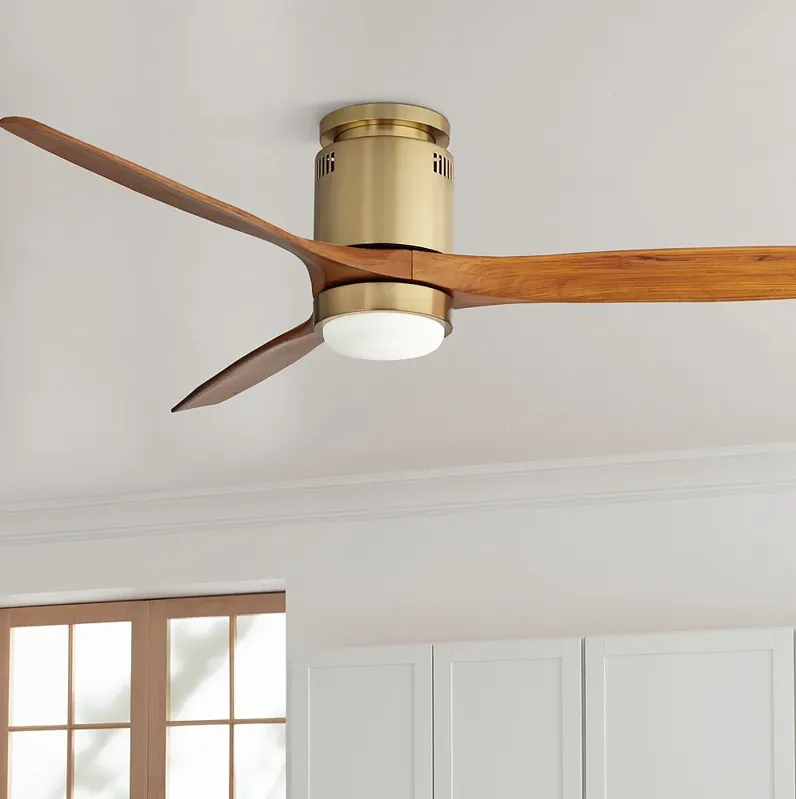 52" Casa Windspun Soft Brass LED DC Hugger Ceiling Fan with Remote