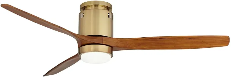 52" Casa Windspun Soft Brass LED DC Hugger Ceiling Fan with Remote