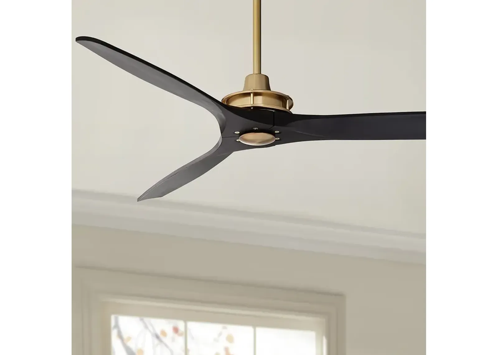 52" Windspun Soft Brass and Matte Black Ceiling Fan with Remote