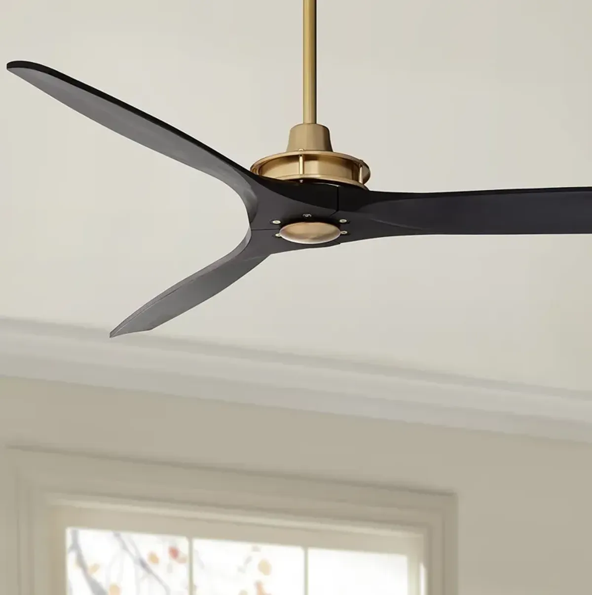 52" Windspun Soft Brass and Matte Black Ceiling Fan with Remote