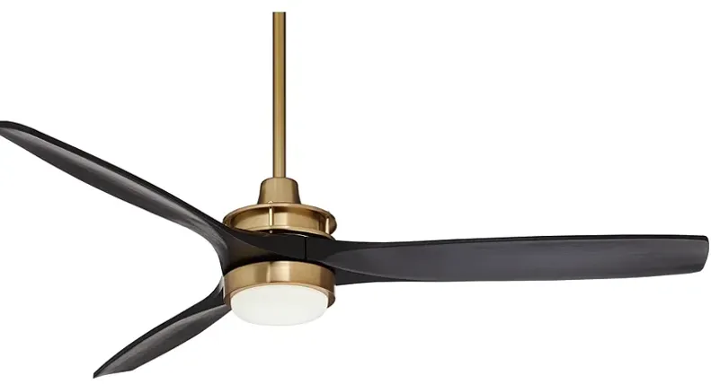 52" Windspun Soft Brass Matte Black LED Ceiling Fan with Remote