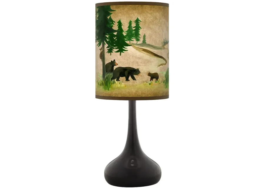 Bear Lodge Giclee Black Droplet Table Lamp