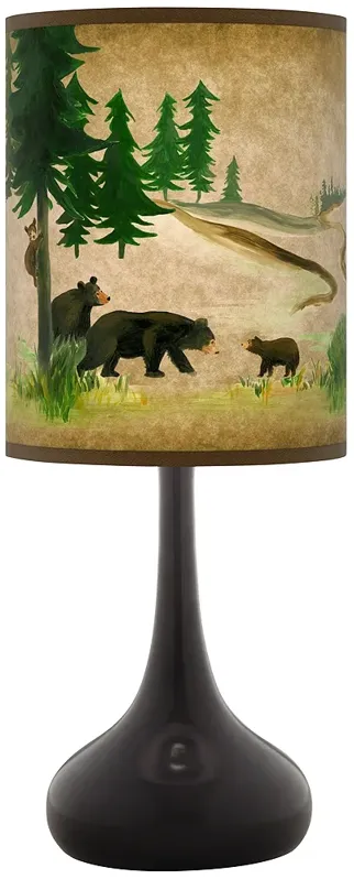 Bear Lodge Giclee Black Droplet Table Lamp