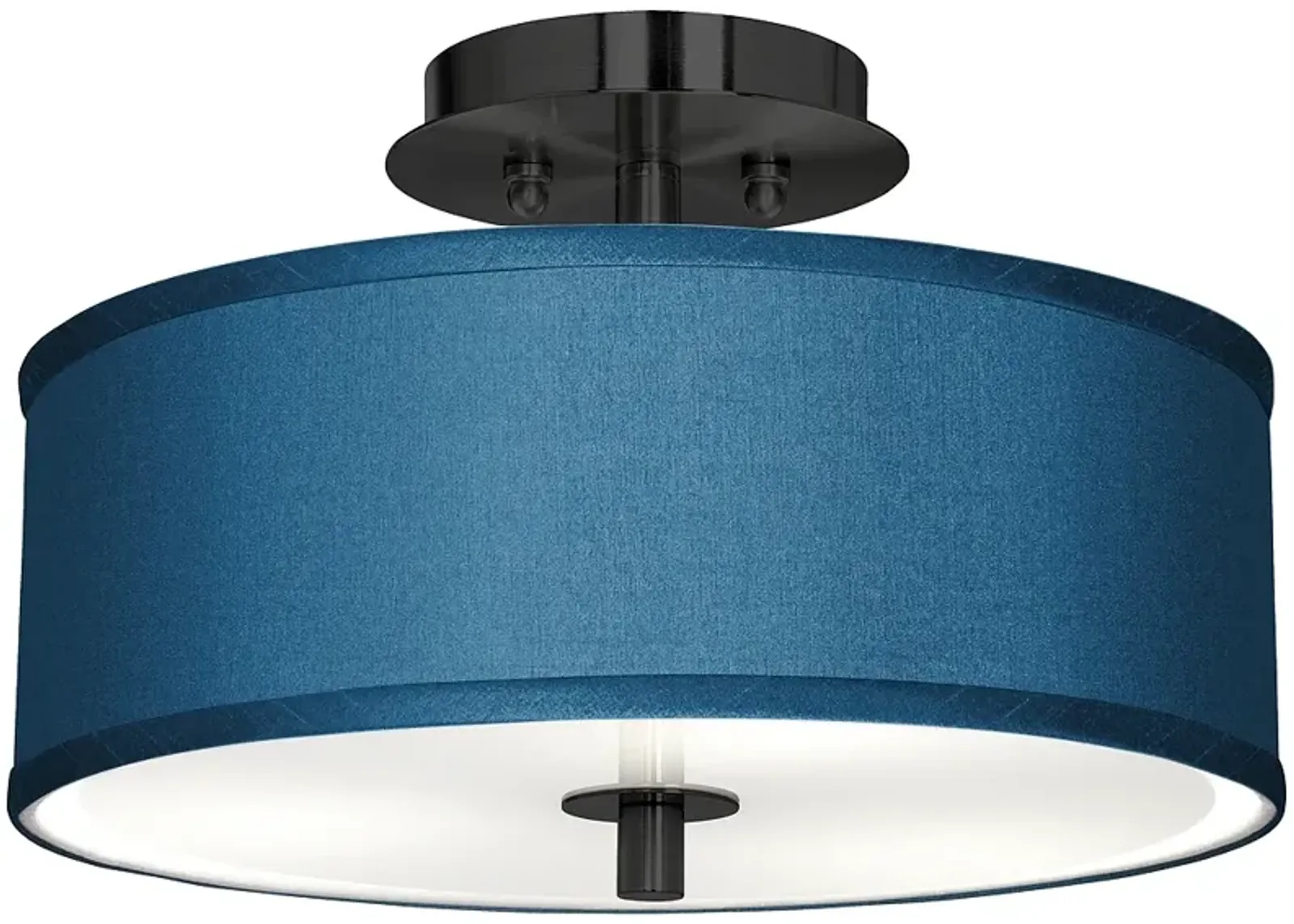 Giclee Glow 14" Wide Blue Faux Silk Black Finish Modern Ceiling Light