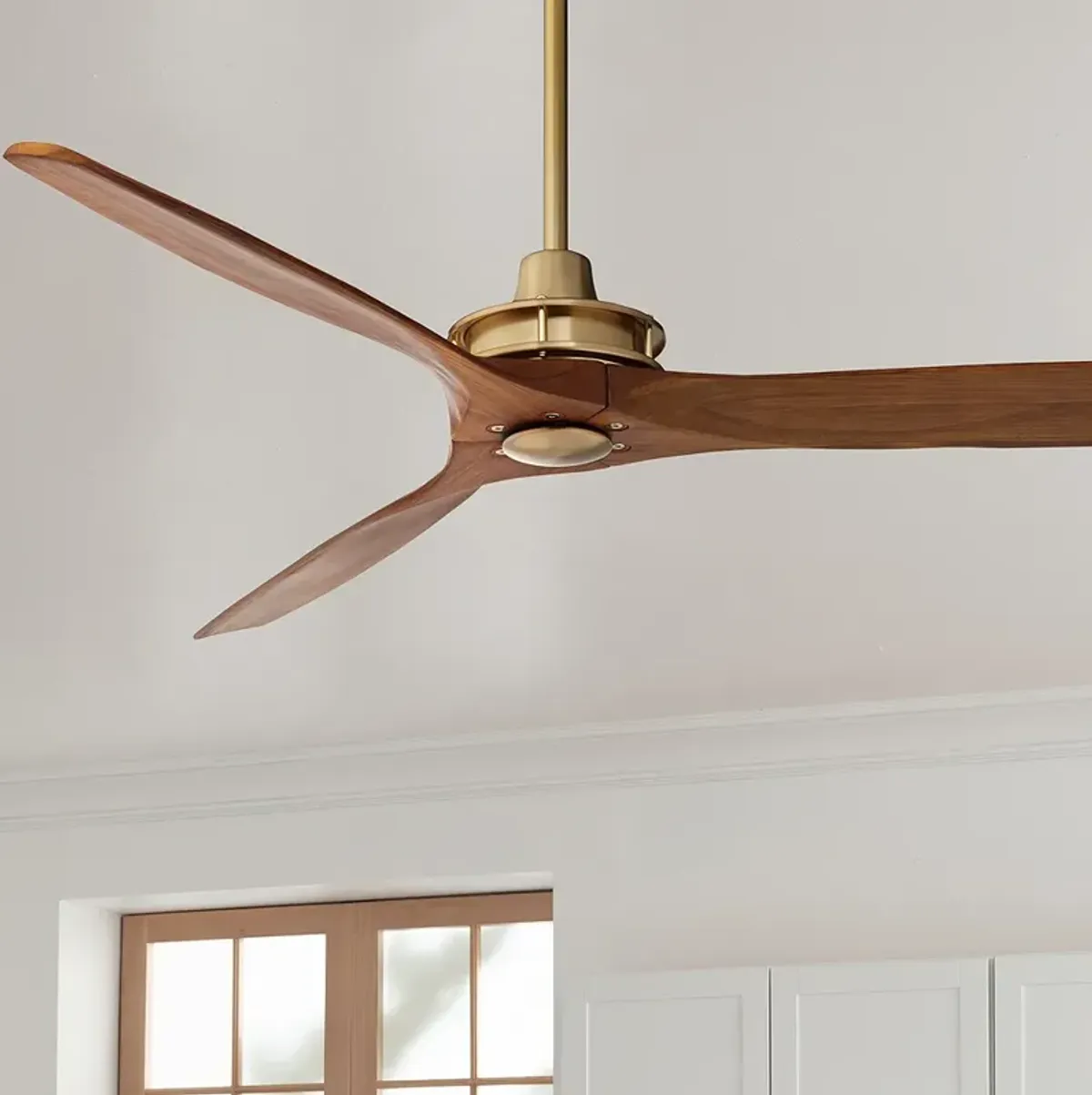 52" Casa Vieja Windspun Brass-Walnut Ceiling Fan with Remote