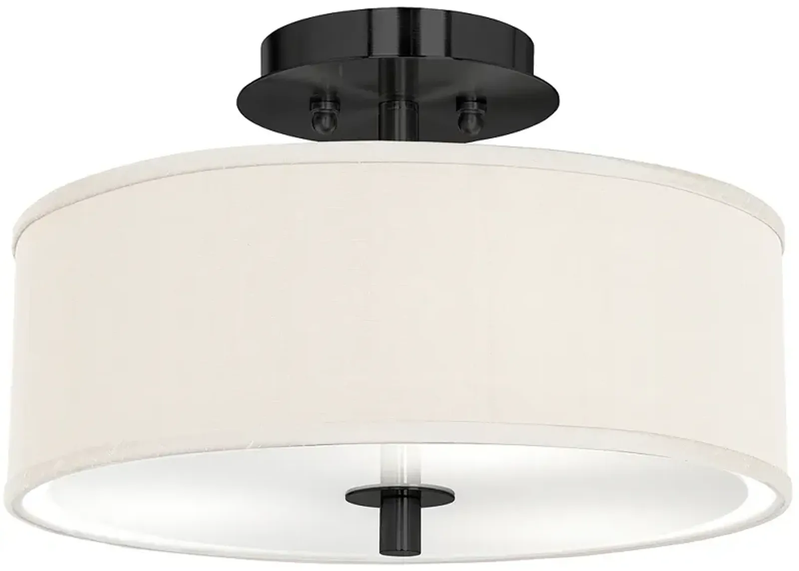 Giclee Glow 14" Cream Faux Silk Black Finish CFL Ceiling Light