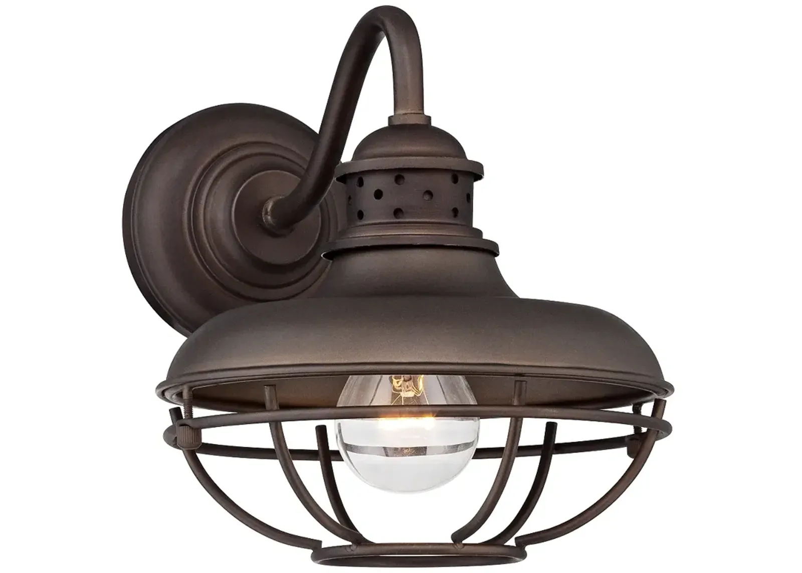 Franklin Park 9" High Bronze Metal Cage Industrial Wall Sconce