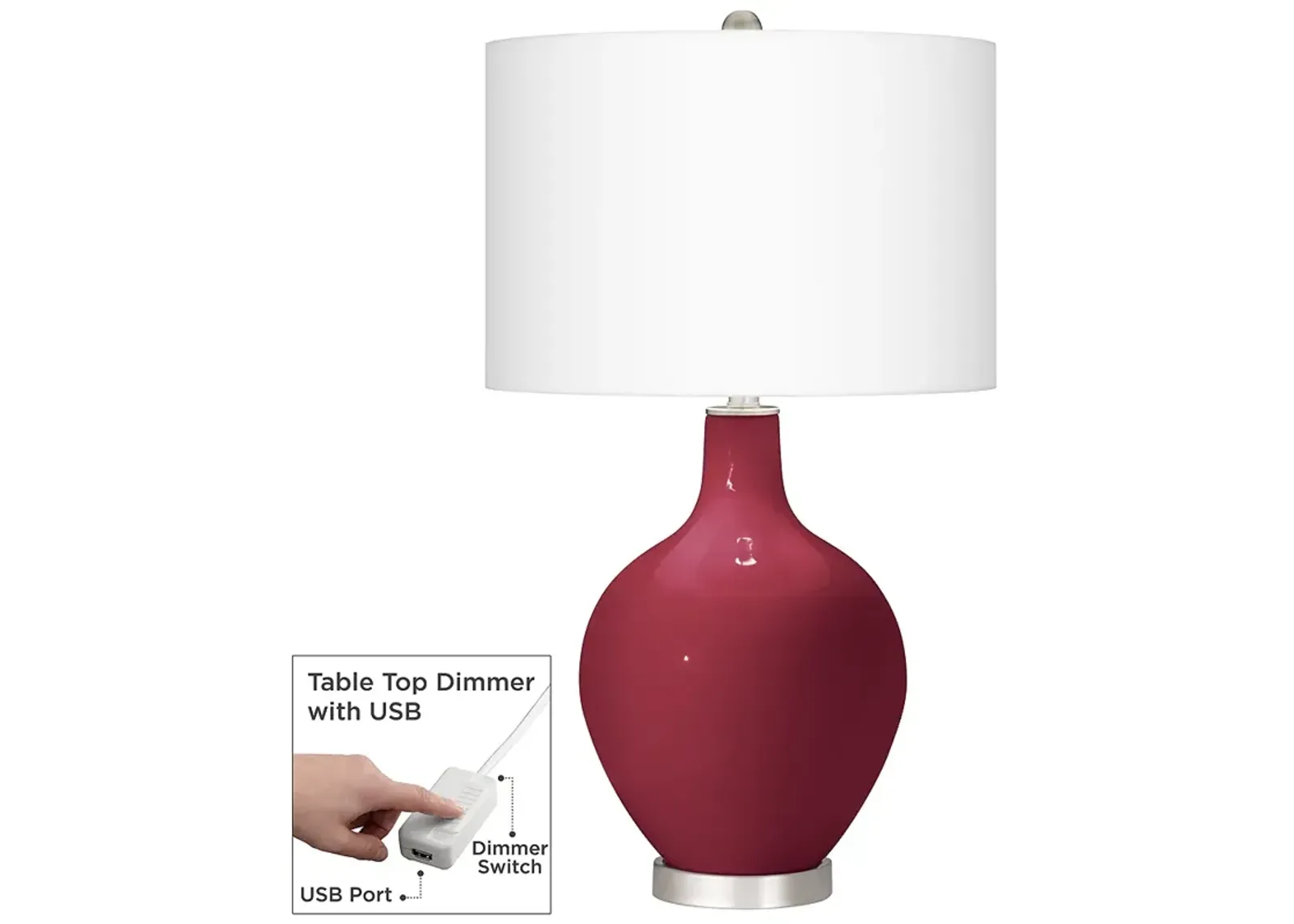 Color Plus Ovo 28 1/2" High Antique Red Table Lamp with USB Dimmer