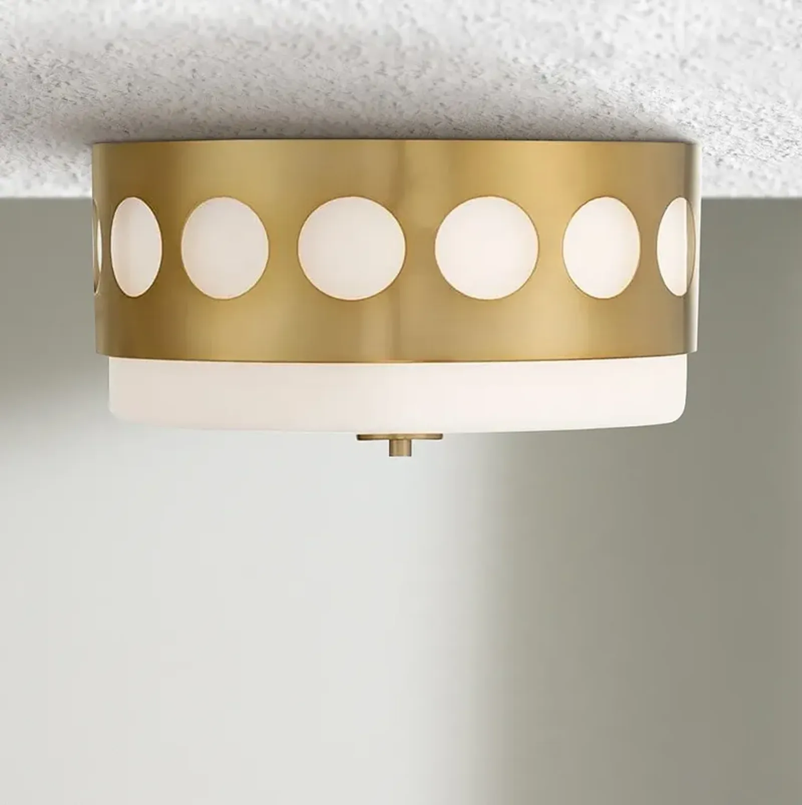 Crystorama Kirby 13 1/4"Wide Vibrant Gold Drum Ceiling Light