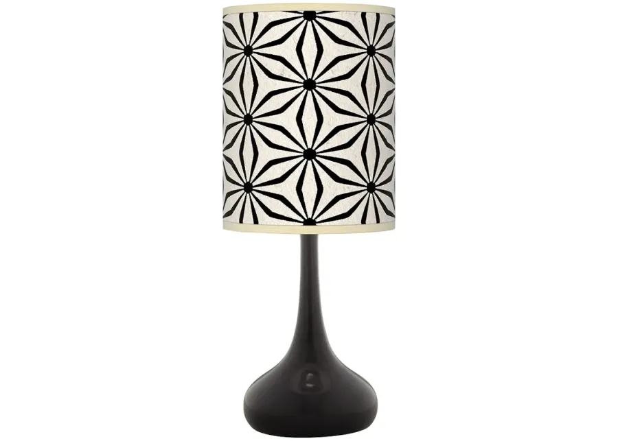 Kaleidoscope Flowers Giclee Black Droplet Table Lamp