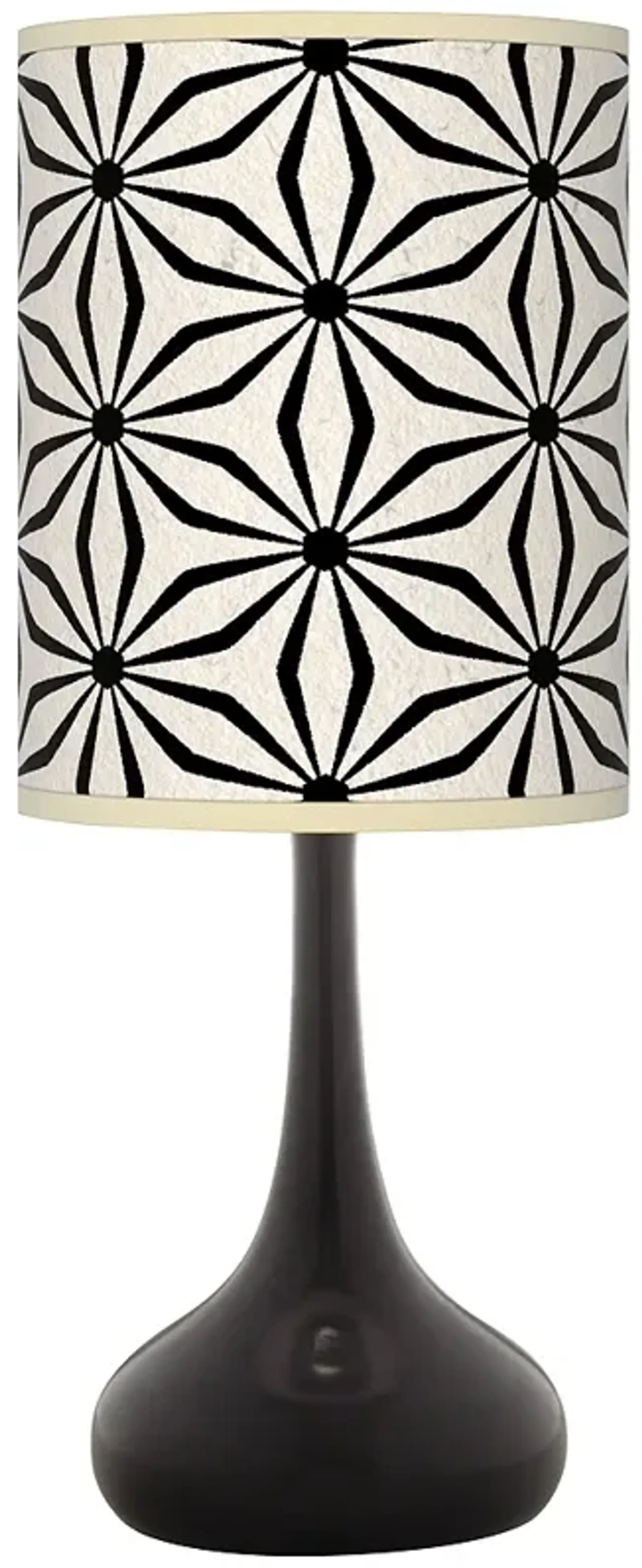 Kaleidoscope Flowers Giclee Black Droplet Table Lamp