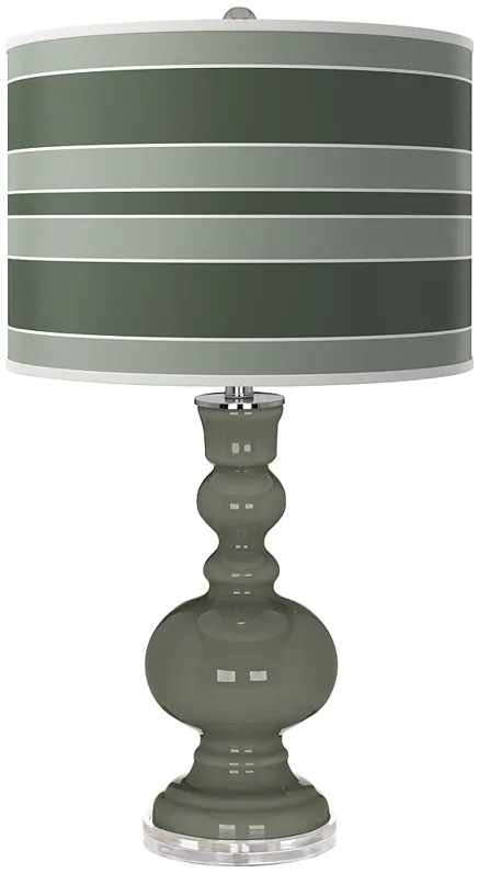 Pewter Green Bold Stripe Apothecary Table Lamp