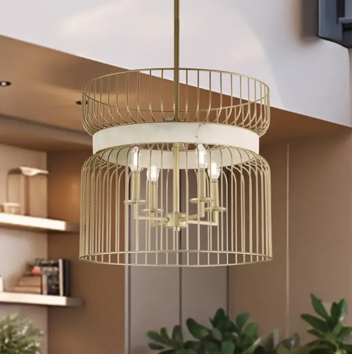 Park Slope 20" Wide Nouveau Gold 4-Light Pendant