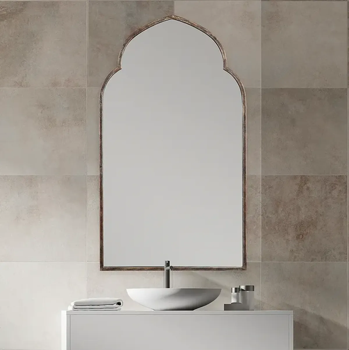 Noble Park Dova Dark Bronze 22" x 38" Arch Top Wall Mirror