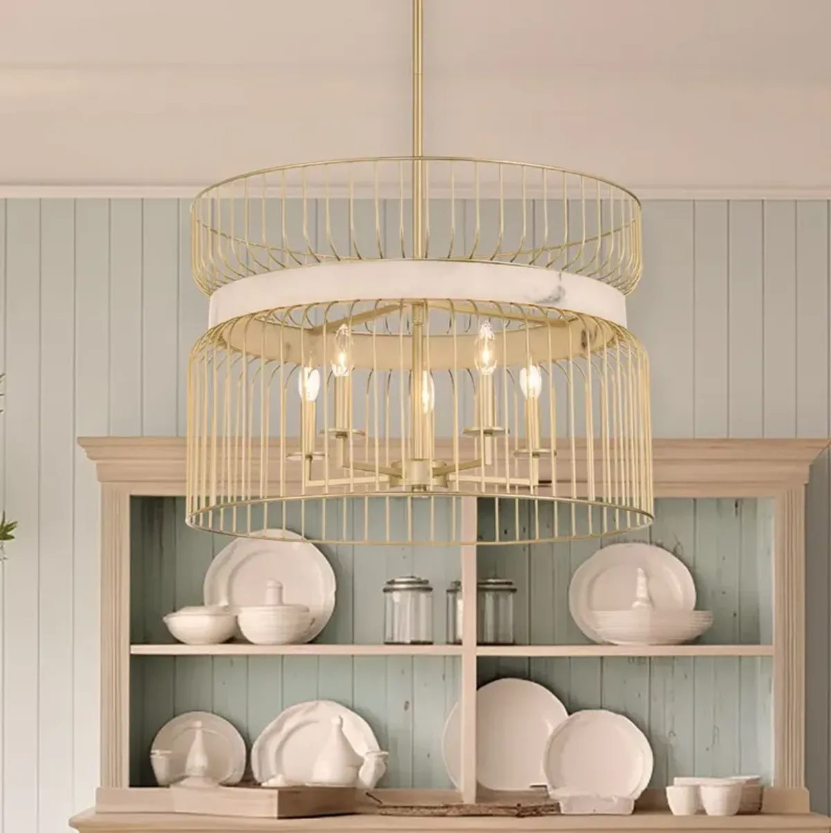 Park Slope 25" Wide Nouveau Gold 5-Light Pendant