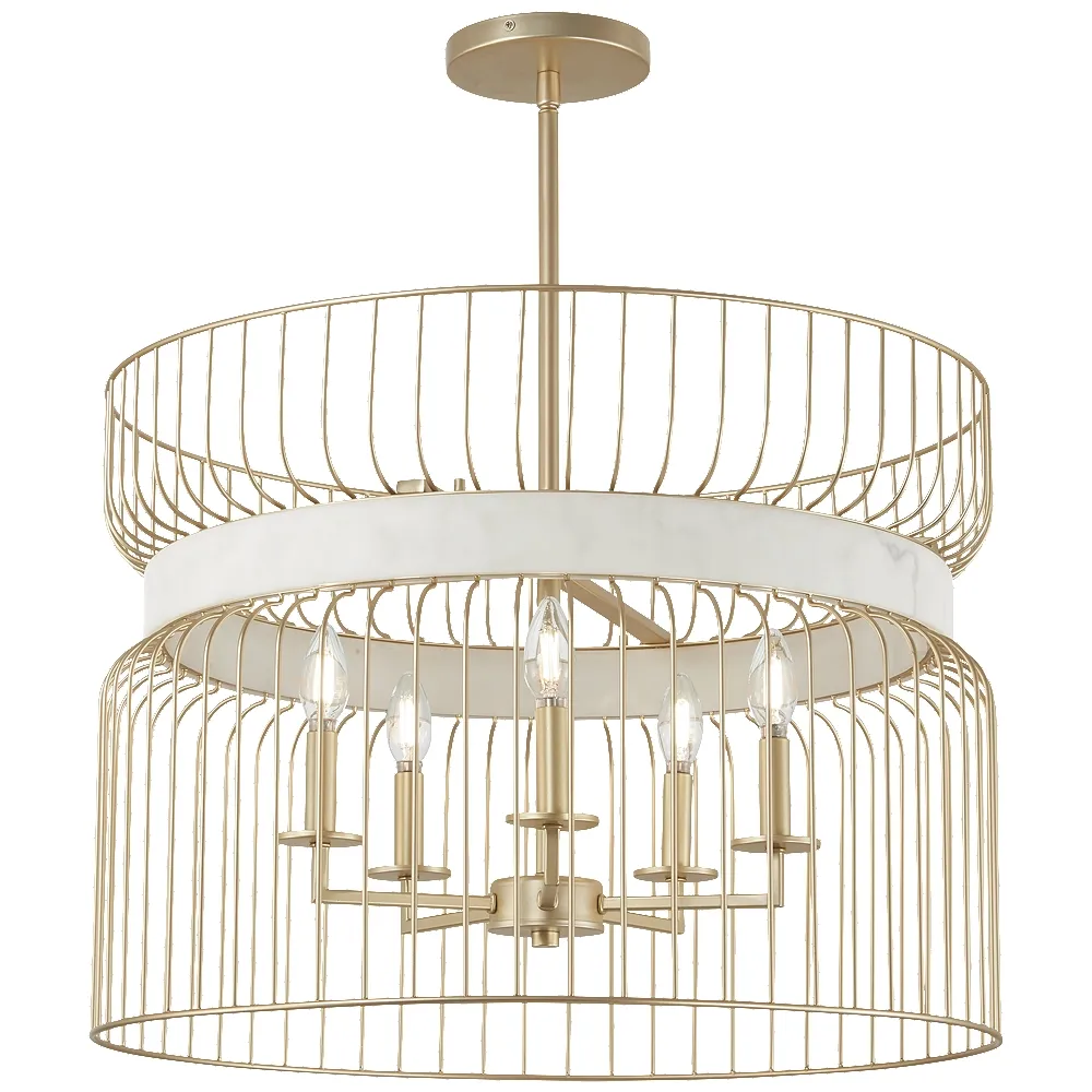 Minka-Lavery Park Slope by Robin Baron 5-Light Nouveau Gold Pendant