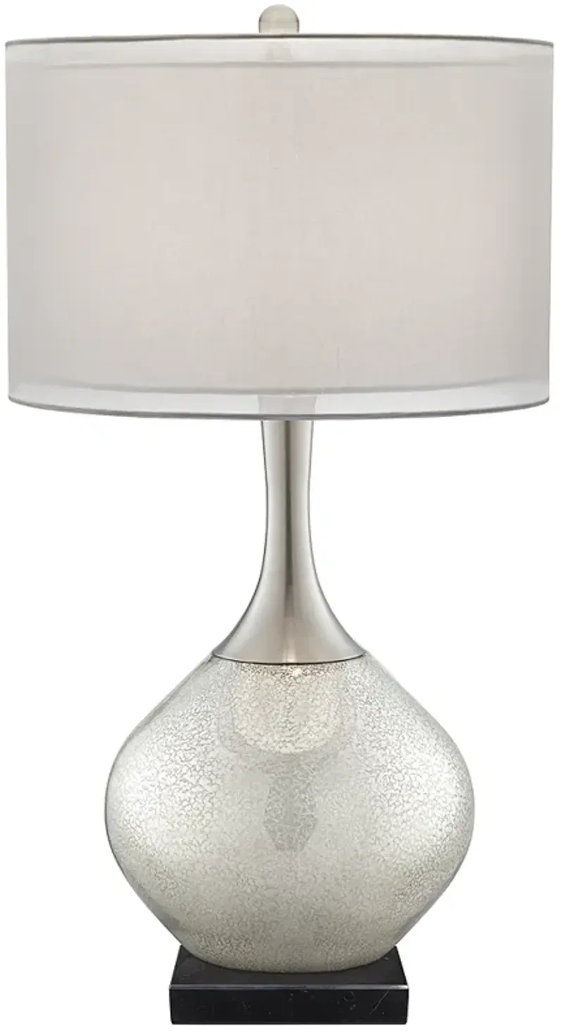 Possini Euro Swift Mercury Glass Table Lamp with Square Black Marble Riser
