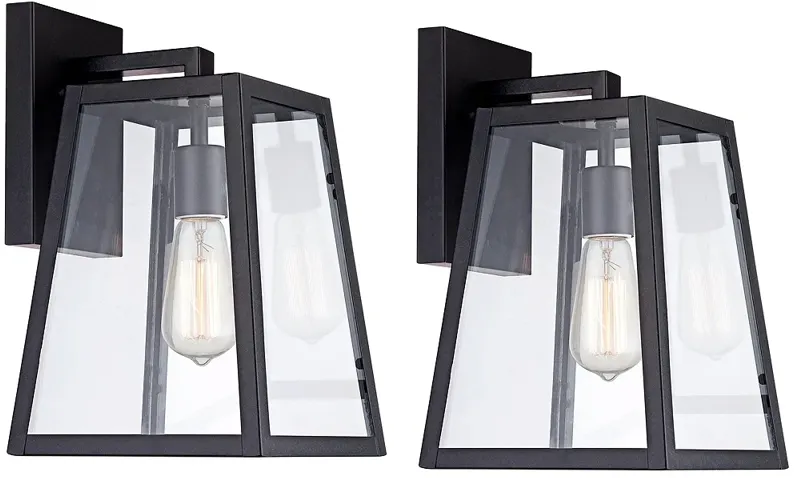 Arrington 13" High Glass and Mystic Black Wall Sconce Set of 2